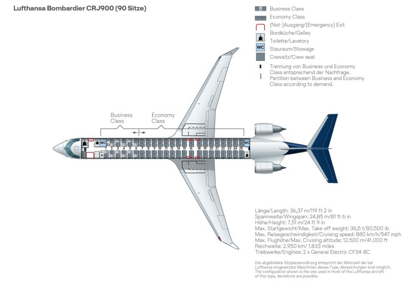 CRJ-200 самолет схема салона