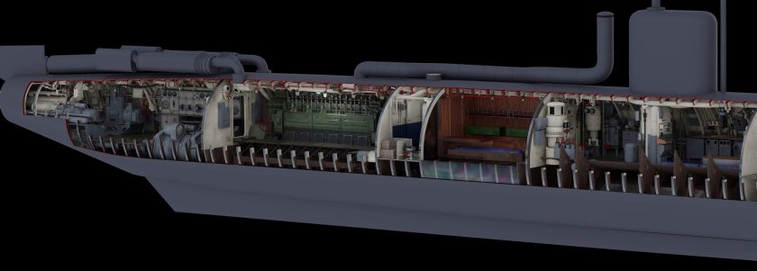 U Boat Тип 7 в разрезе