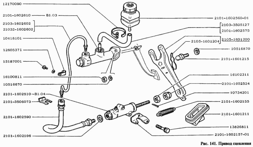 Гидравлический привод сцепления ВАЗ 2106