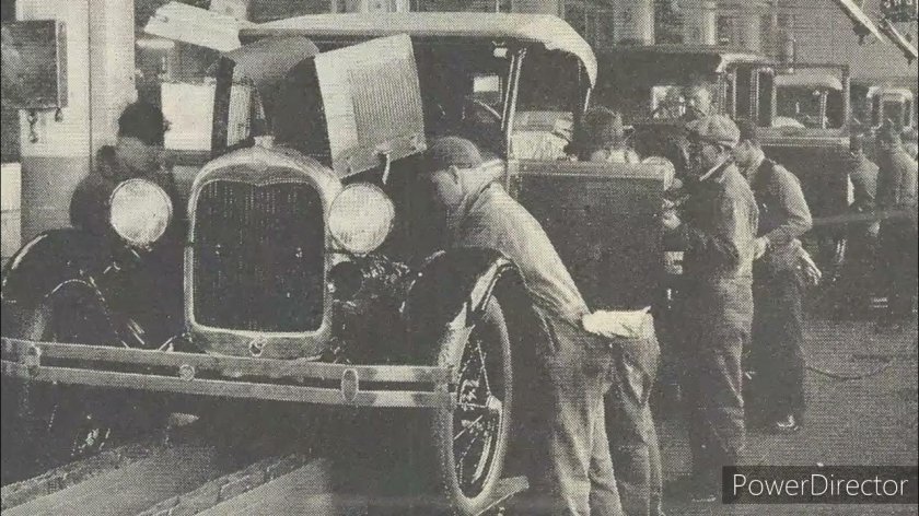 Конвейер на заводе Форда 1913 г