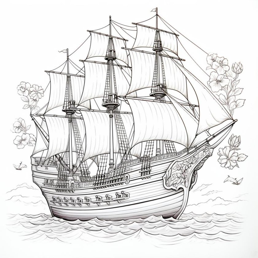 Корабли. Раскраска