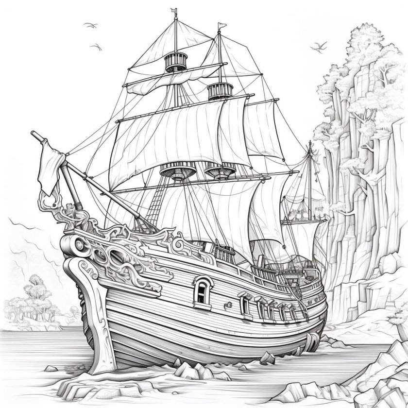 Корабли. Раскраска