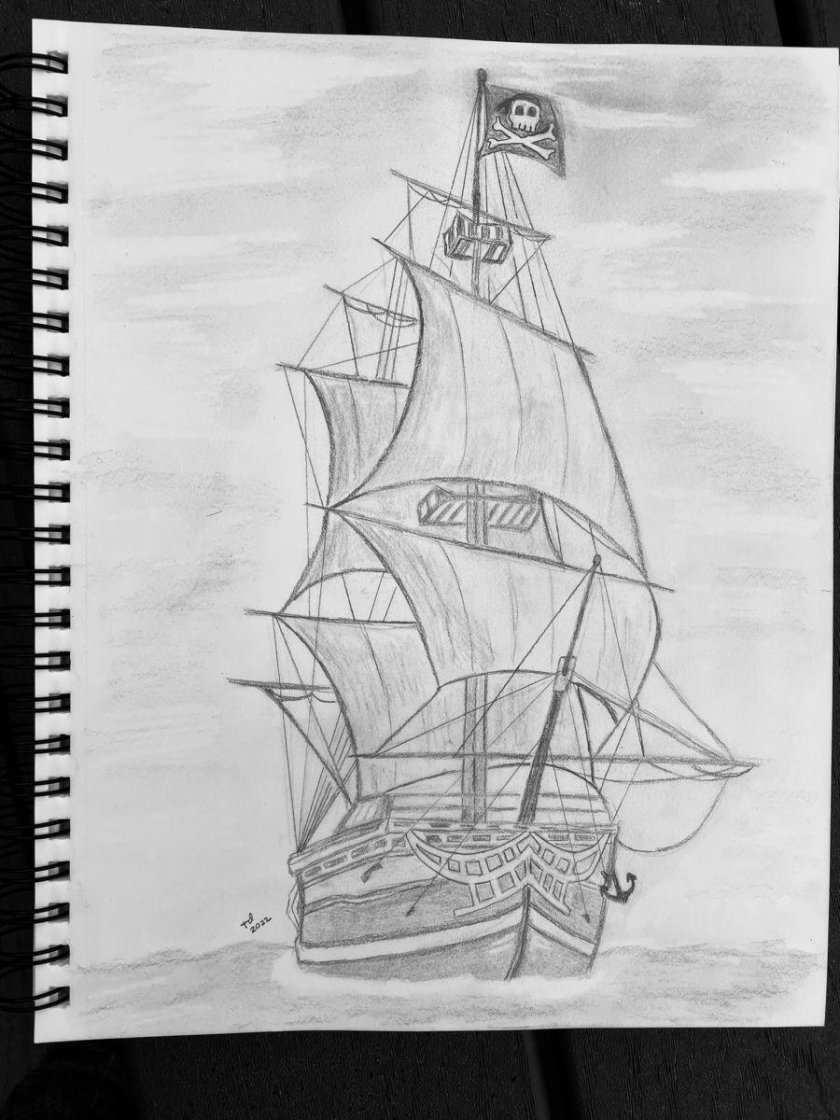 Корабль рисунок карандашом легкий