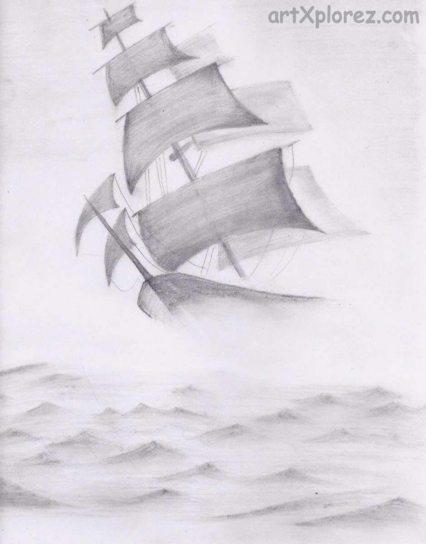 Иллюстрация к стихотворению Парус Лермонтова