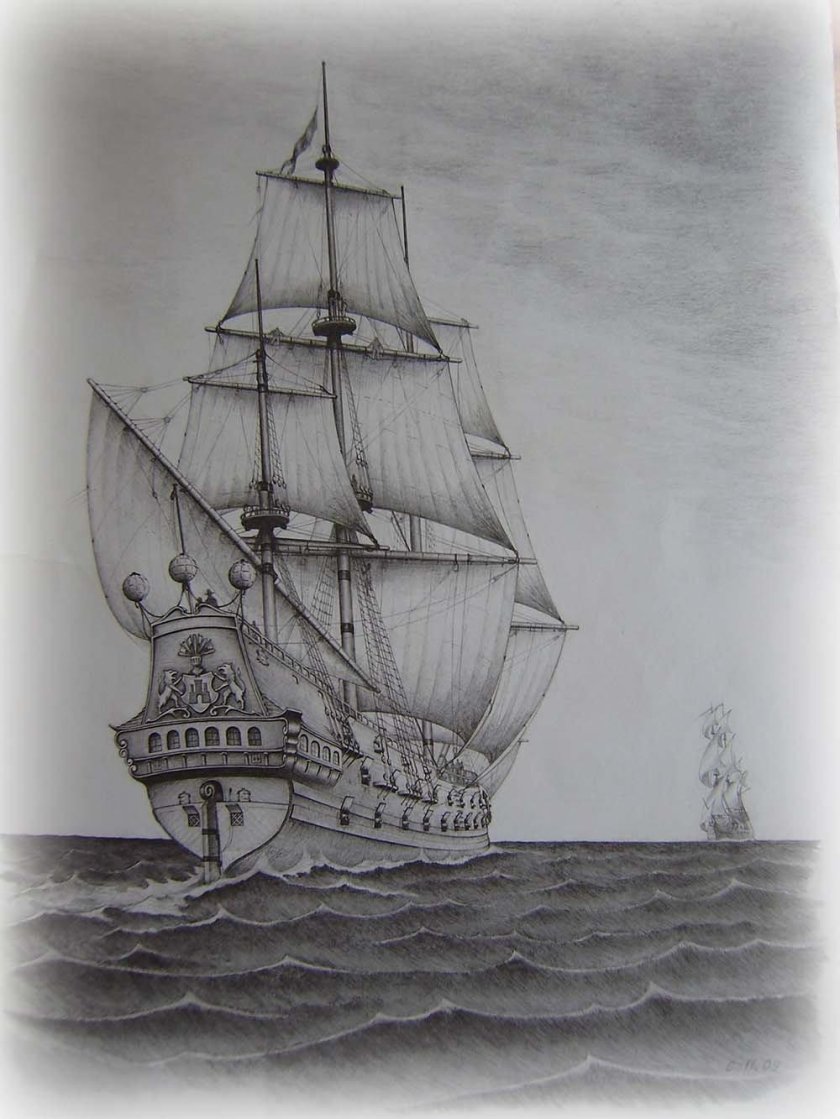 Корабль карандашом