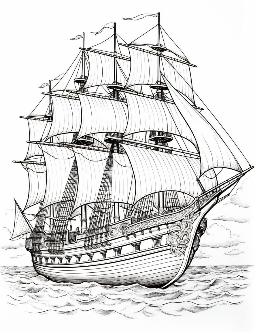 Корабли. Раскраска