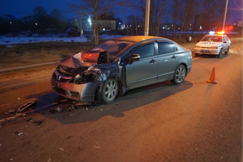Авария на Хонда Цивик зимой