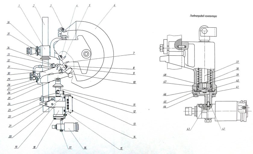 Электропневматический контактор электровоза 2эс6