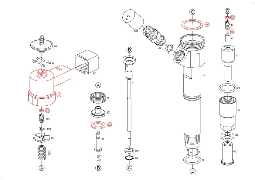 Ремкомплект форсунок бош common Rail