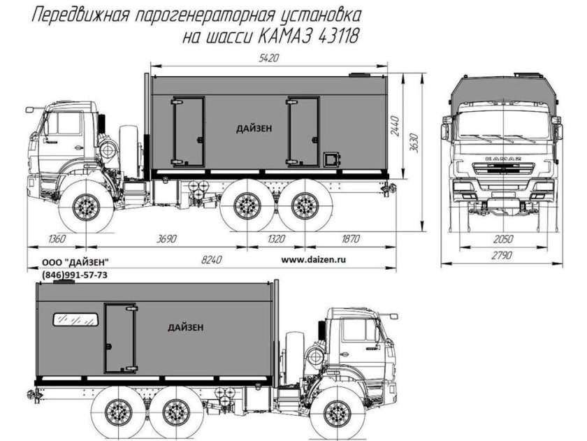 ППУ КАМАЗ 43118 габариты