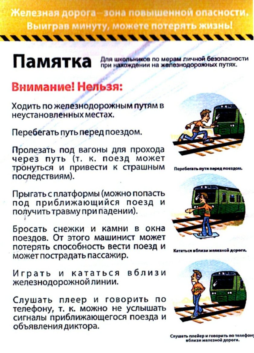 Памятка безопасность на железной дороге для школьников