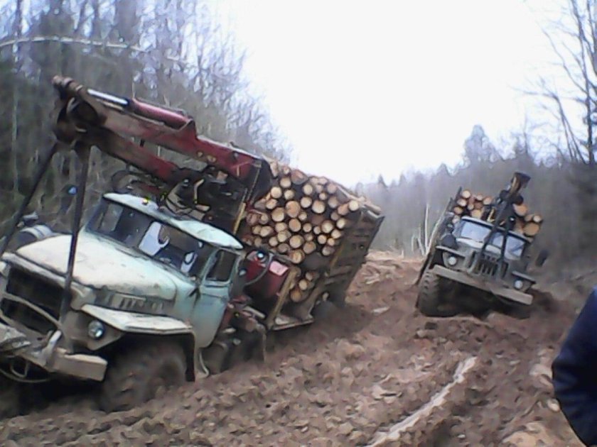 Урал лесовоз в грязи