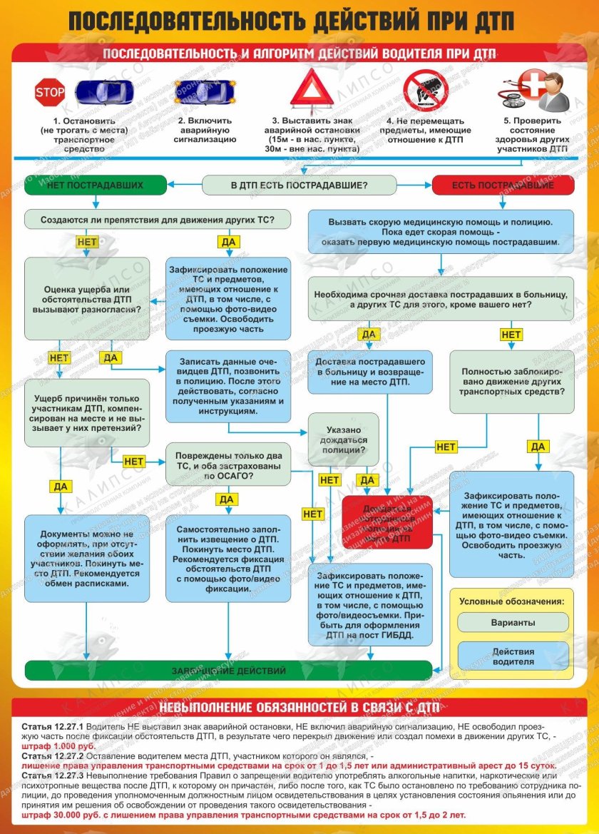Последовательность действий при ДТП