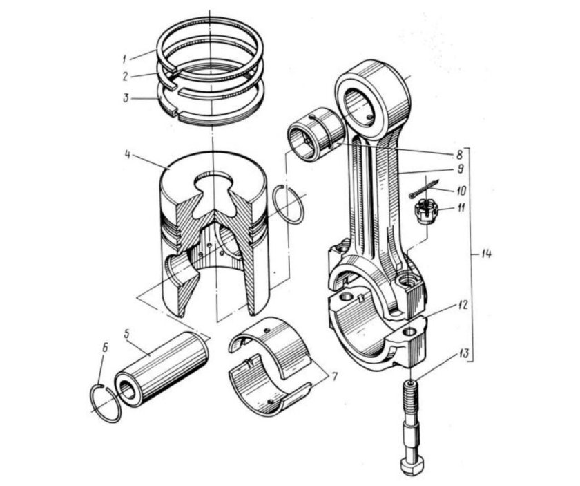 Шатун двигателя ЯМЗ 238 чертеж
