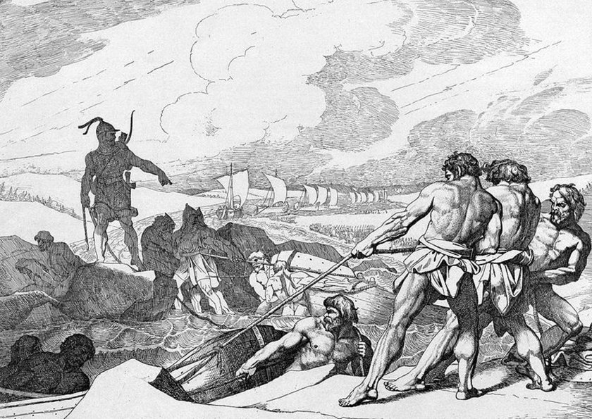 Поход Олега в Царьград. Гравюра ф. а. Бруни, 1839.