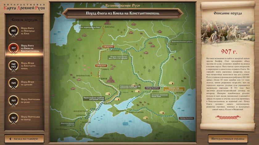 Походы Святослава на карте древней Руси