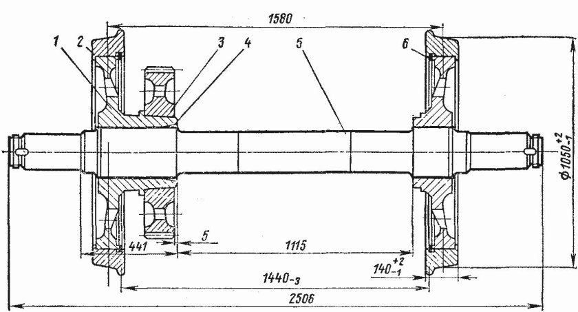 Колесная пара тепловоза чмэ3