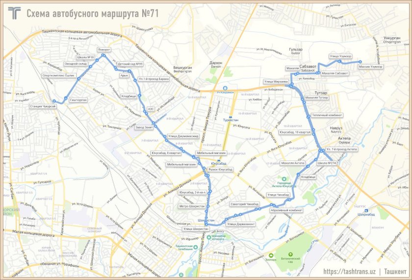 Схема автобусов Ташкента