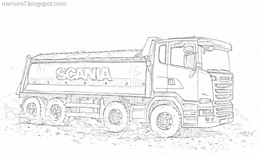 Раскраска Скания самосвал