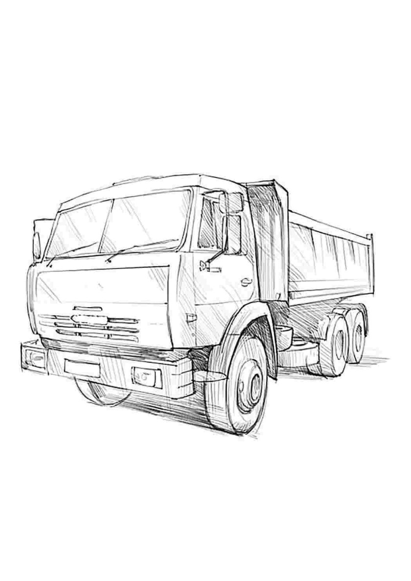 Нарисовать КАМАЗ 55111