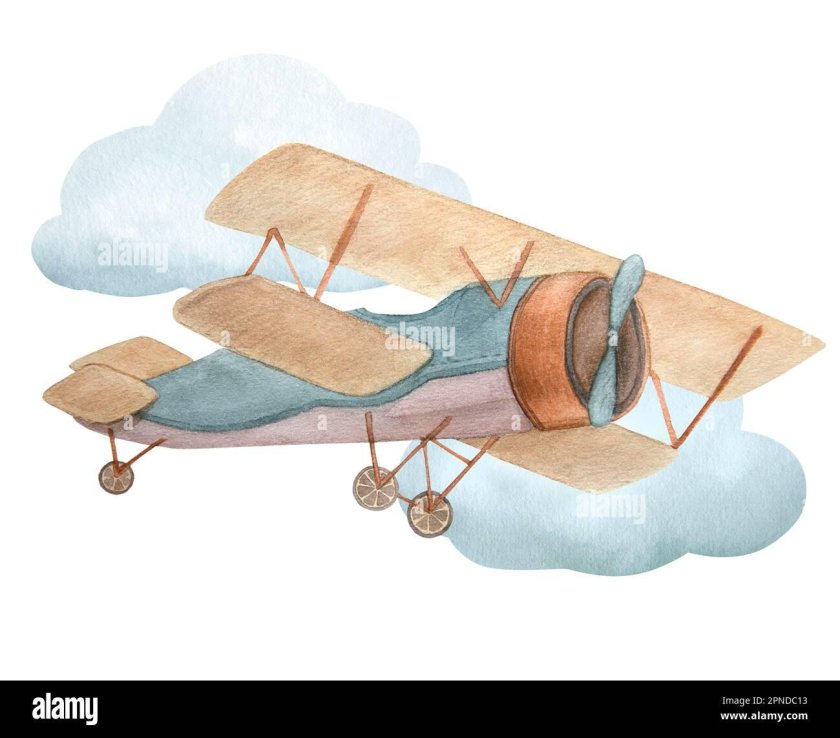 Самолет акварель