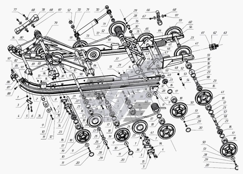 Передняя подвеска снегохода Рысь 500