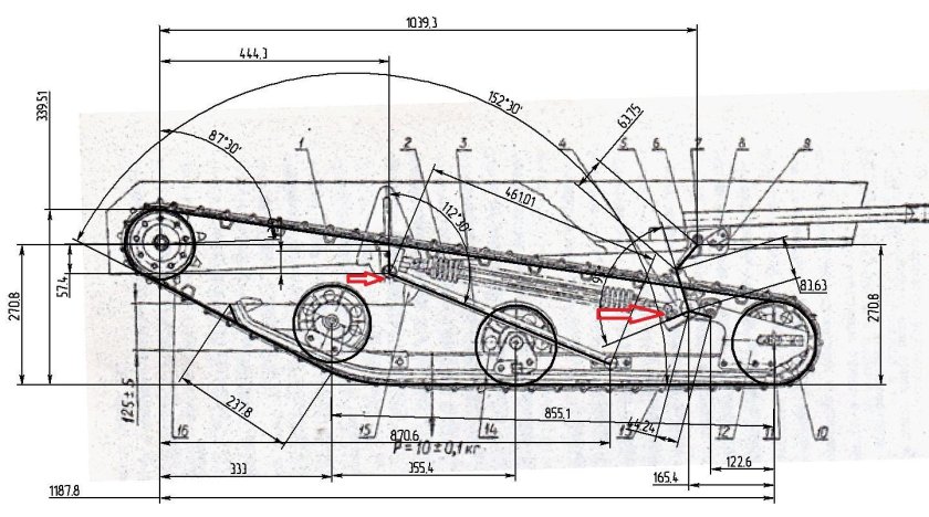 Чертеж мотособака 380 гусеница