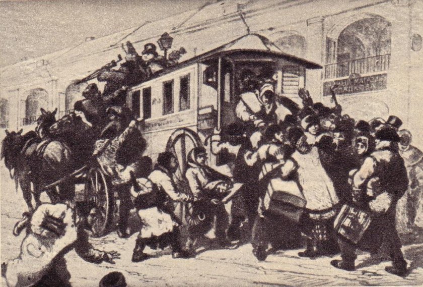 Омнибус 19 века в Петербурге