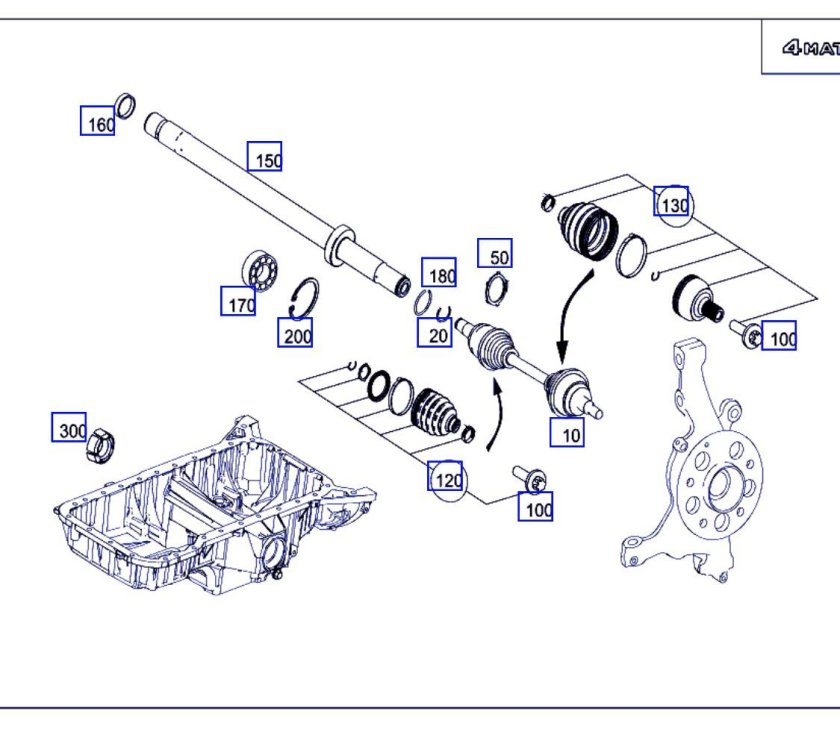 Схема переднего привода Мерседес 221
