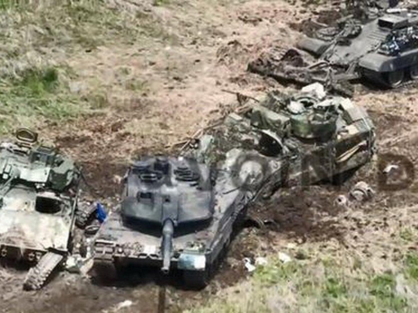 Турецкие "леопард 2а4" подбитый