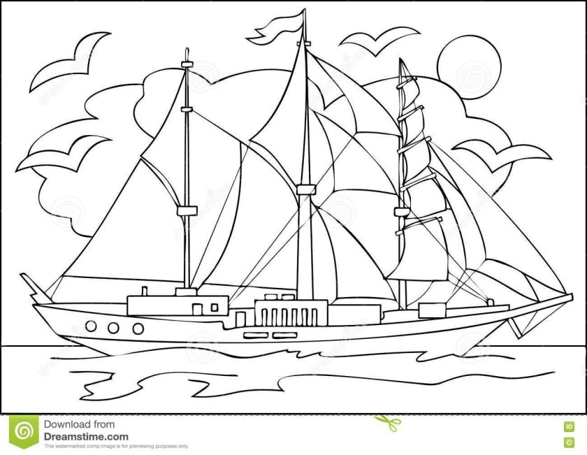 Трафарет парусника для детей