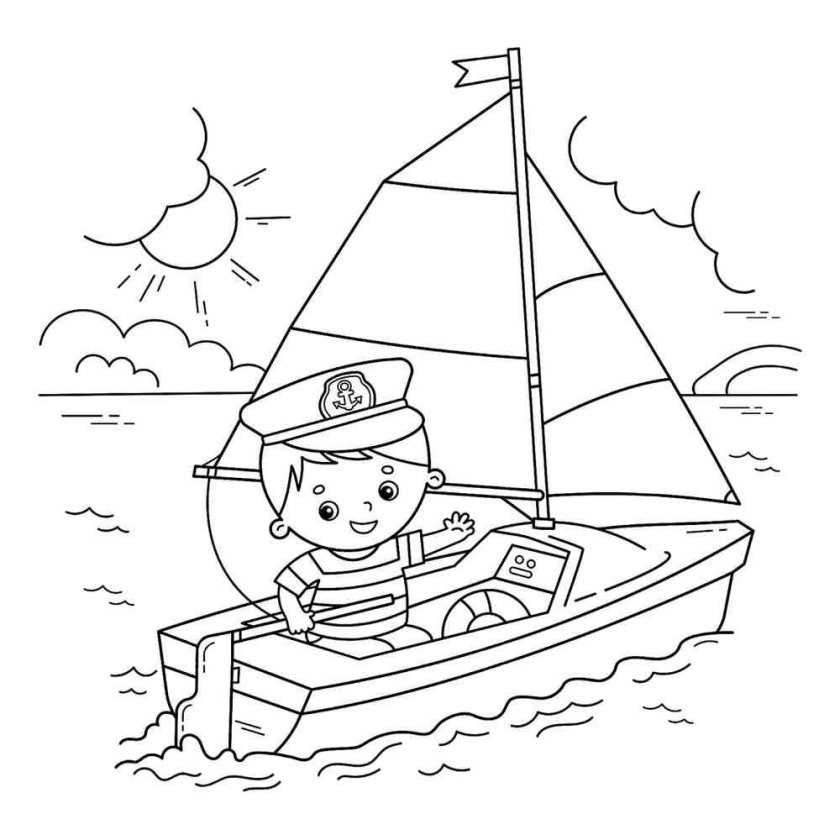 Кораблик раскраска для малышей
