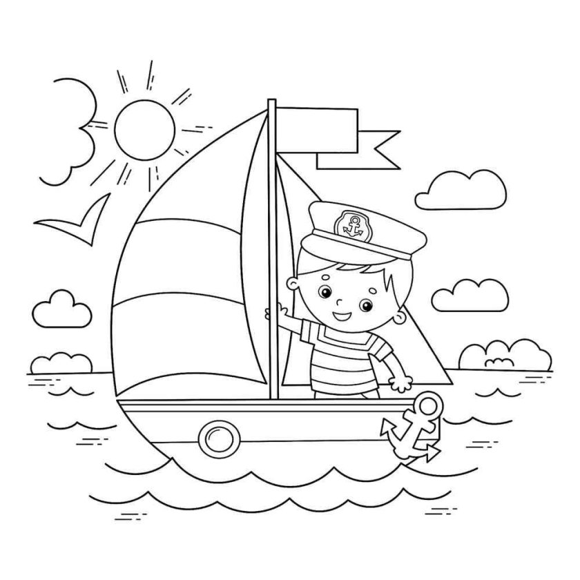 Раскраска. Кораблик