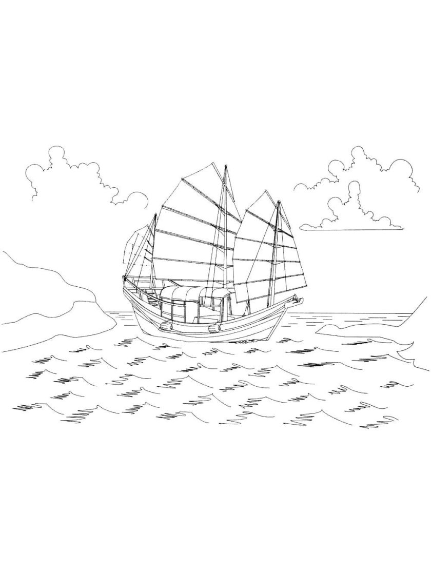 Морской пейзаж раскраска