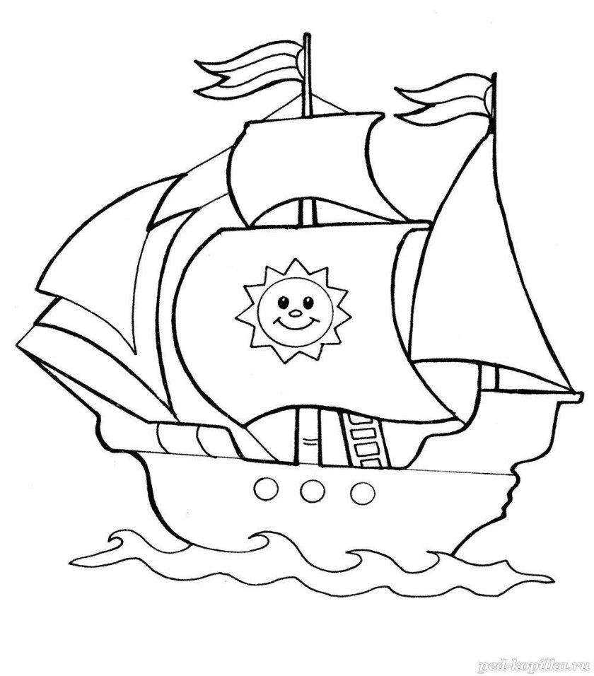 Раскраска для мальчиков парусник