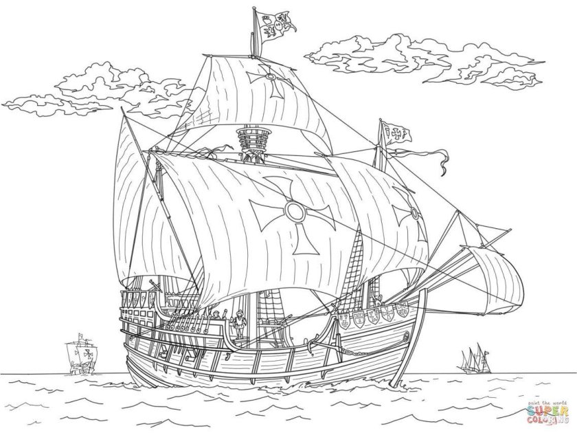 Корабль Христофора Колумба раскраска