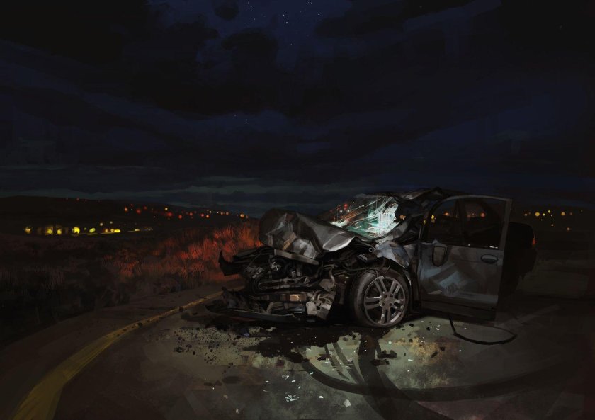 Машина авария арт