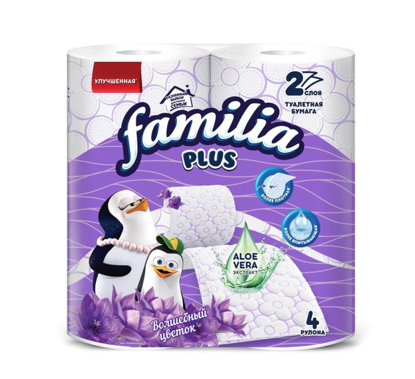 Хаят/familia Plus туалетная бумага Волшебный цветок 2 слоя 4 рулона