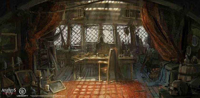 Капитанская каюта на пиратском корабле