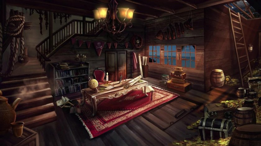 Капитанская каюта пиратского корабля 17в