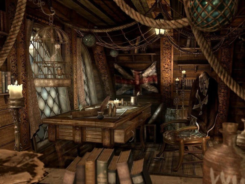 Капитанская каюта на пиратском корабле