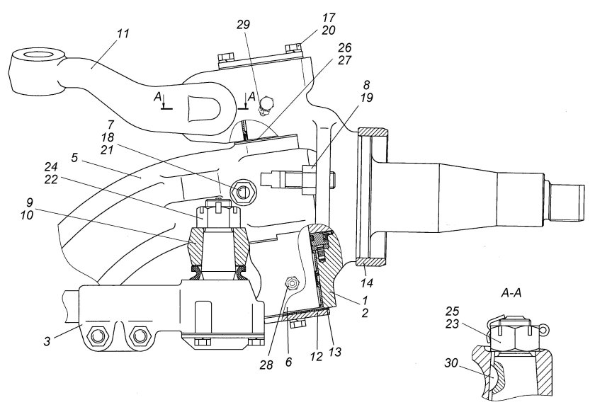 Шкворень КАМАЗ 65115 схема