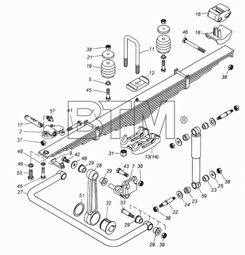 Передняя подвеска КАМАЗ 6520 схема
