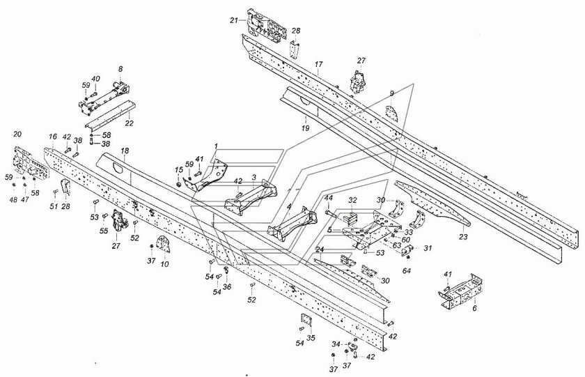 Схема рамы КАМАЗ 6520