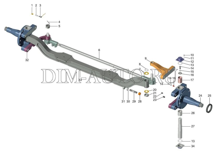 Передняя балка КАМАЗ 6520 сборка