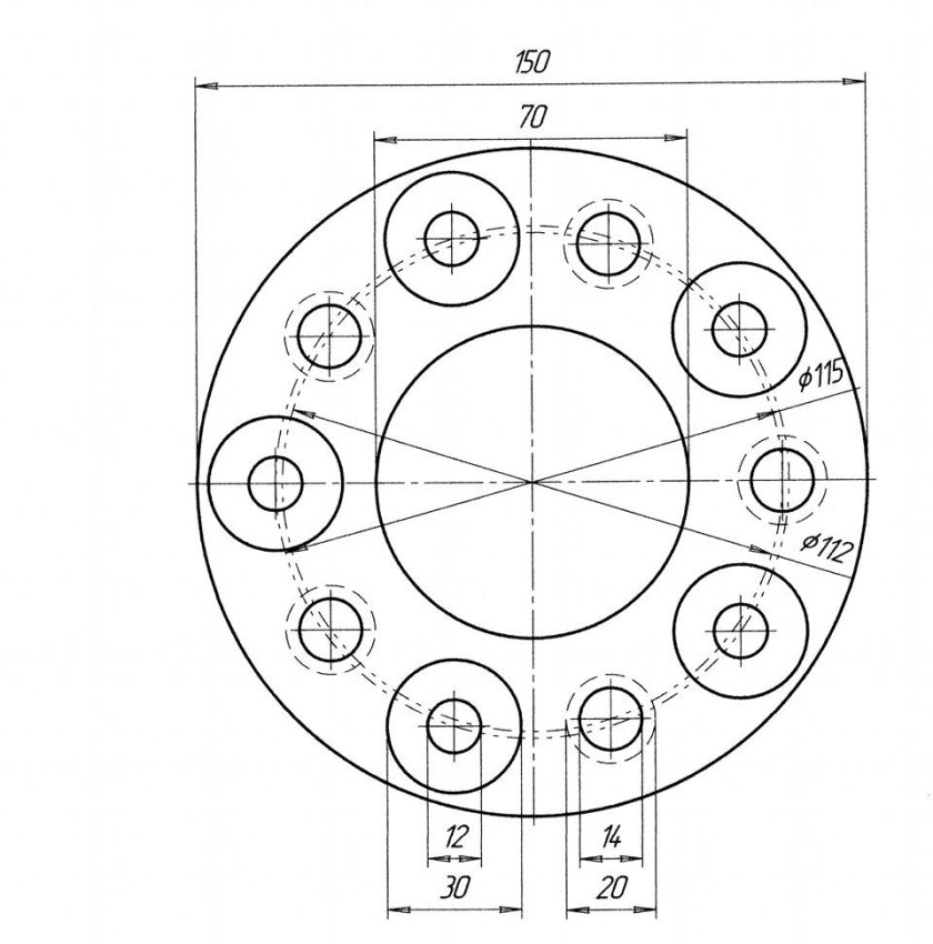 Чертеж проставок 5х112