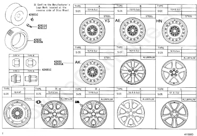 Размер диска Тойота Камри 40 2.4
