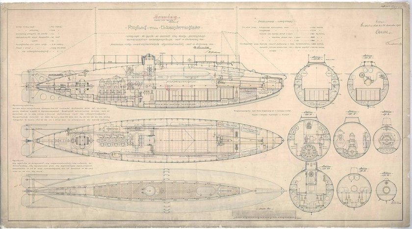Подводная лодка Дельфин 1904 чертеж