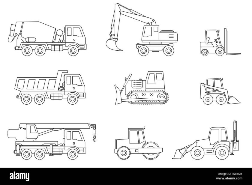 Строительные машины для детей раскраска
