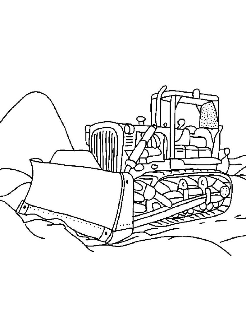 Бульдозер раскраска для малышей